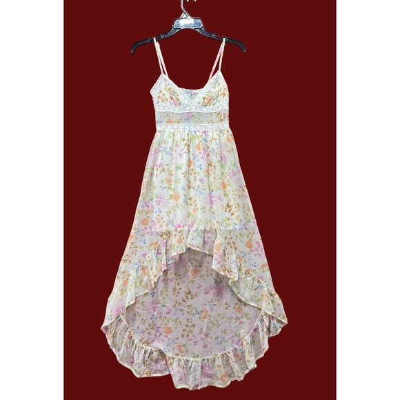 Rue 21 - Women's Summer Sleeveless High Low Hem Ruffle Floral Dress - White -XXS - Picture 1 of 16